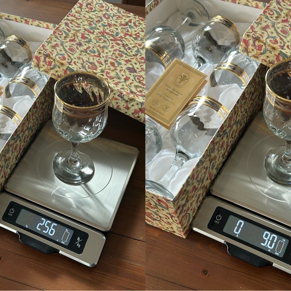 Cristalleria F.LLi Fumo Gold Trim Wine Glasses - Set of 6 in Box - Picture 16 of 17